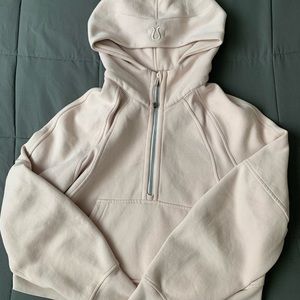 feather pink lululemon oversized half zip scuba hoodie